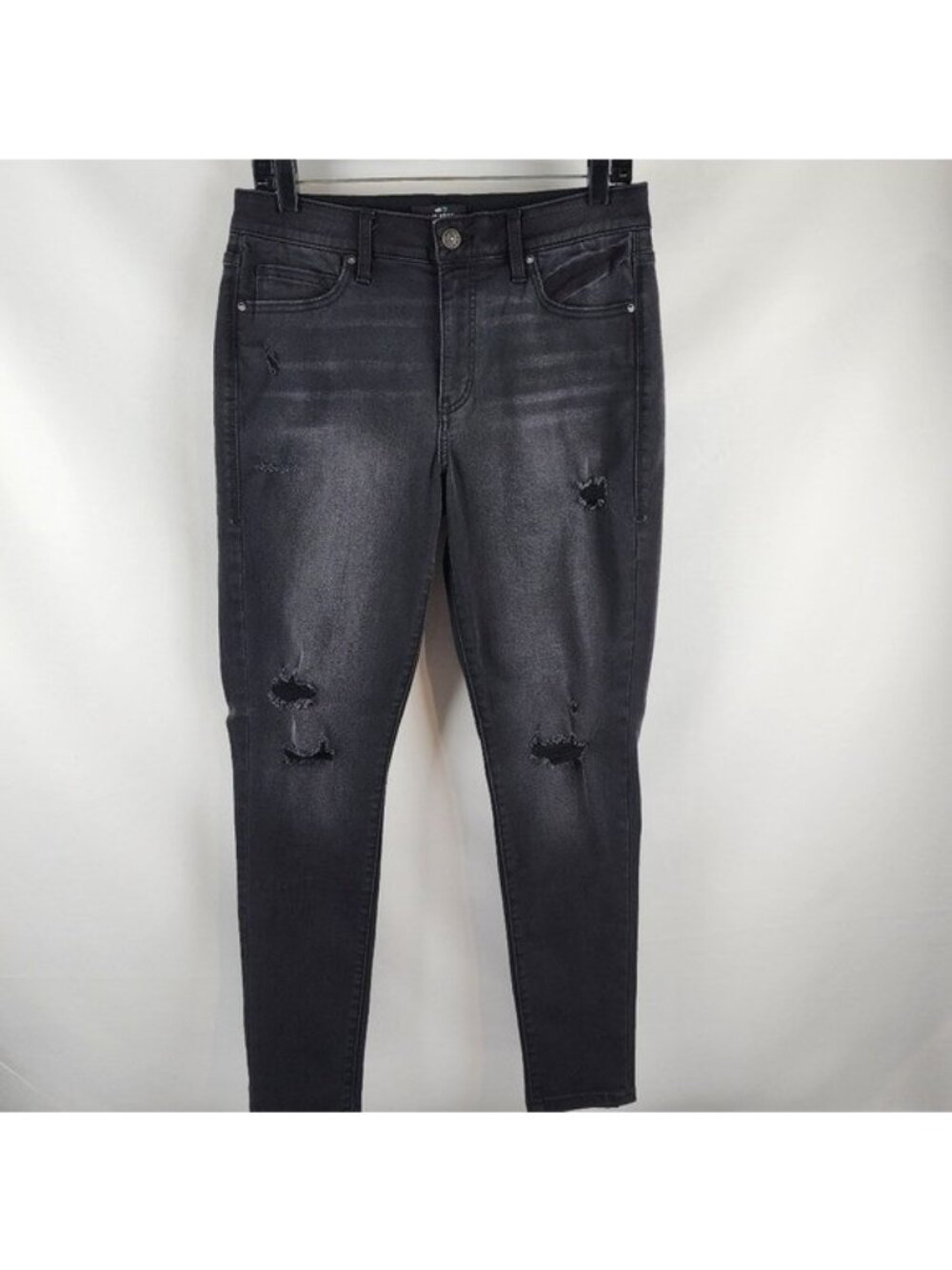 LULAROE Jeans Womens 30 Magic Waist Stretch Black Distressed Style L-161367
